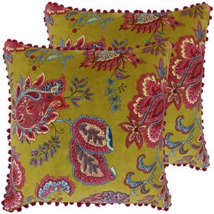 Paoletti Malisa Floral 50Cm Cotton Cushion with Filling Pillow Lemon Curry/Feather 50cm H X 50cm W X 3cm D Paoletti Malisa Floral 50Cm Cotton Cushion with Filling Pillow Lemon Curry/Feather 50cm H X 50cm W X 3cm D
