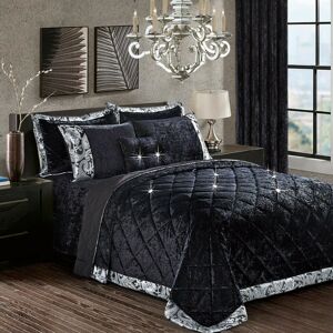 Mercer41 Santiago Crushed Velvet Bedspread Set Premium Soft Microfiber Reverse and Standard Pillow Shams Black 250 x 250cm Bedspread + 2 Shams Mercer41 Santiago Crushed Velvet Bedspread Set Premium Soft Microfiber Reverse and Standard Pillow Shams Black 250 x 250cm Bedspread + 2 Shams