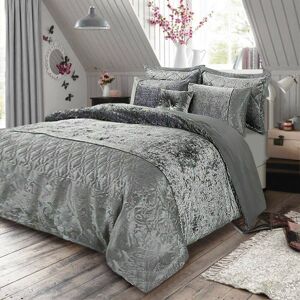 Rosdorf Park Santiago 3 Piece Crushed Velvet Duvet Cover Set Ultra Soft Luxurious and Easy Care Bedding Silver Kingsize - 2 Standard Pillowcases Rosdorf Park Santiago 3 Piece Crushed Velvet Duvet Cover Set Ultra Soft Luxurious and Easy Care Bedding Silver Kingsize - 2 Standard Pillowcases
