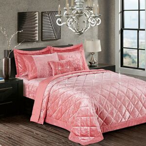 Mercer41 Santiago Crushed Velvet Bedspread Set Premium Soft Microfiber Reverse and Standard Pillow Shams Pink 250 x 250cm Bedspread + 2 Shams Mercer41 Santiago Crushed Velvet Bedspread Set Premium Soft Microfiber Reverse and Standard Pillow Shams Pink 250 x 250cm Bedspread + 2 Shams