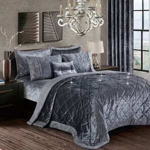 Mercer41 Santiago Crushed Velvet Bedspread Set Premium Soft Microfiber Reverse and Standard Pillow Shams Grey 250 x 250cm Bedspread + 2 Shams Mercer41 Santiago Crushed Velvet Bedspread Set Premium Soft Microfiber Reverse and Standard Pillow Shams Grey 250 x 250cm Bedspread + 2 Shams