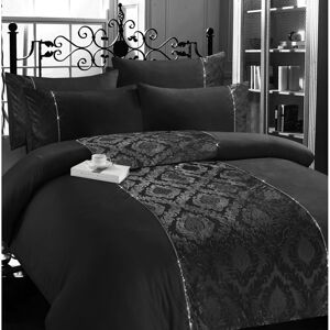 Mercer41 Serafina Black Microfibre 144 TC Duvet Cover Set Kingsize Mercer41 Serafina Black Microfibre 144 TC Duvet Cover Set Kingsize