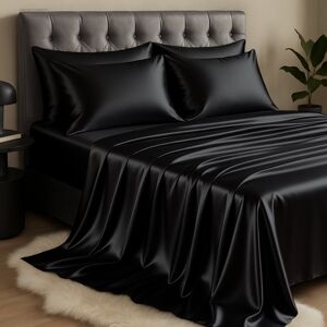 Canora Grey Mulberry Silk Flat Sheet Black Super King (6') Canora Grey Mulberry Silk Flat Sheet Black Super King (6')