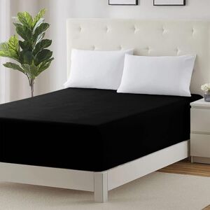 17 Stories Parizoda Plain Fitted Sheet Extra Deep Pocket 30Cm , Elastic Pocket Breathable Black Single (3') 17 Stories Parizoda Plain Fitted Sheet Extra Deep Pocket 30Cm , Elastic Pocket Breathable Black Single (3')