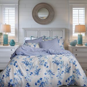 LERUUM Summer Floral Reversible Duvet Cover Set - Blue/White - King - Striped Floral LERUUM Summer Floral Reversible Duvet Cover Set - Blue/White - King - Striped Floral