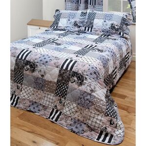 Brambly Cottage PATCHWORK BEDSPREAD T/O SET Eira 132 TC Grey/Black/White Double - 2 Standard Shams Brambly Cottage PATCHWORK BEDSPREAD T/O SET Eira 132 TC Grey/Black/White Double - 2 Standard Shams