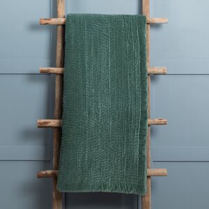 Voyage Maison Haze Velvet Throw Green 140cm W X 220cm L Voyage Maison Haze Velvet Throw Green 140cm W X 220cm L