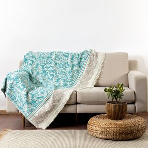 Bloomsbury Market Valetta Throw Teal/Beige 150cm W X 210cm L Bloomsbury Market Valetta Throw Teal/Beige 150cm W X 210cm L