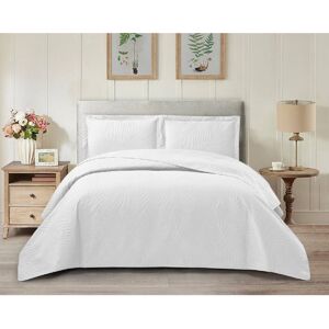 Lark Manor 3 Piece Tropical Leaf Bedspreads Set Quilted Bed Throw with Matching Pillow Shams Polyester Material White Double Bedspread + 2 Standard Shams Lark Manor 3 Piece Tropical Leaf Bedspreads Set Quilted Bed Throw with Matching Pillow Shams Polyester Material White Double Bedspread + 2 Standard Shams