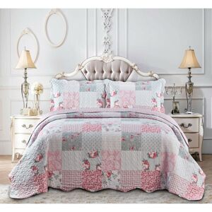 August Grove Poulsen Bedspread Set with Pillow Shams Floral Grey King August Grove Poulsen Bedspread Set with Pillow Shams Floral Grey King