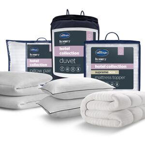 Silentnight Luxury Hotel Collection Bed Set with 13.5 Tog Duvet, Piped Pillow Pair and 5cm Mattress Topper White Single Silentnight Luxury Hotel Collection Bed Set with 13.5 Tog Duvet, Piped Pillow Pair and 5cm Mattress Topper White Single