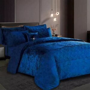 Rosdorf Park Santiago 3 Piece Crushed Velvet Duvet Cover Set Ultra Soft Luxurious and Easy Care Bedding Blue Super King - 2 Standard Pillowcases Rosdorf Park Santiago 3 Piece Crushed Velvet Duvet Cover Set Ultra Soft Luxurious and Easy Care Bedding Blue Super King - 2 Standard Pillowcases