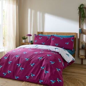 Their Nibs Hummingbird Cotton Duvet Cover Set Set Plum Super King Duvet Cover + 2 Standard Pillowcases Their Nibs Hummingbird Cotton Duvet Cover Set Set Plum Super King Duvet Cover + 2 Standard Pillowcases