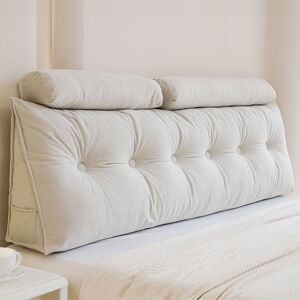 17 Stories Wedge Headboard Pillow with Removable Cover and 2 Bolster Pillows 180cm W 17 Stories Wedge Headboard Pillow with Removable Cover and 2 Bolster Pillows 180cm W