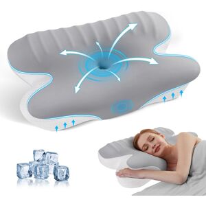 White Noise Ergonomic Memory Foam Pillow, Cooling Neck Support, Removable Pillowcase for All Sleep Positions Grey White Noise Ergonomic Memory Foam Pillow, Cooling Neck Support, Removable Pillowcase for All Sleep Positions Grey