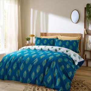 Their Nibs Peacock Feather Cotton Duvet Cover Set Set Teal Green Super King Duvet Cover + 2 Standard Pillowcases Their Nibs Peacock Feather Cotton Duvet Cover Set Set Teal Green Super King Duvet Cover + 2 Standard Pillowcases