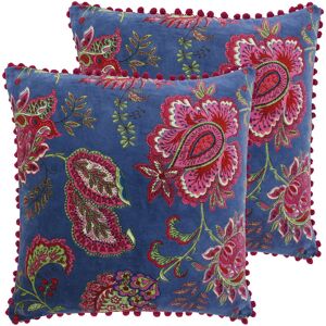 Paoletti Malisa Floral 50Cm Cotton Cushion with Filling Pillow Smoke Blue/Feather 50cm H X 50cm W X 3cm D Paoletti Malisa Floral 50Cm Cotton Cushion with Filling Pillow Smoke Blue/Feather 50cm H X 50cm W X 3cm D