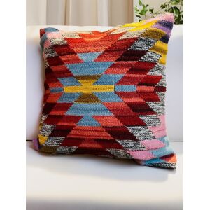 Natur Pur Geometric Blue: Red: Grey: Pink Square Throw Cushion Cover Blue: Red: Grey: Pink 50cm H X 50cm W X 1cm D Natur Pur Geometric Blue: Red: Grey: Pink Square Throw Cushion Cover Blue: Red: Grey: Pink 50cm H X 50cm W X 1cm D