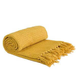 Mercury Vitela Honeycomb Throw Ochre 180 x 220cm Mercury Vitela Honeycomb Throw Ochre 180 x 220cm