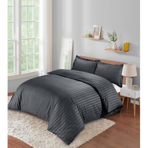 Ameha Microfiber / Polyester Striped Duvet Cover Set with Pillowcases Fitted Sheet Grey Super KIng Duvet Cover Ameha Microfiber / Polyester Striped Duvet Cover Set with Pillowcases Fitted Sheet Grey Super KIng Duvet Cover