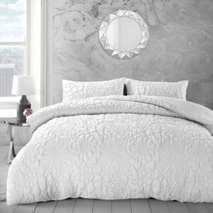 Marlow Home Co. 3d Embossed Chunky Floral Pattern Duvet Set White 220 x 260 cm Marlow Home Co. 3d Embossed Chunky Floral Pattern Duvet Set White 220 x 260 cm