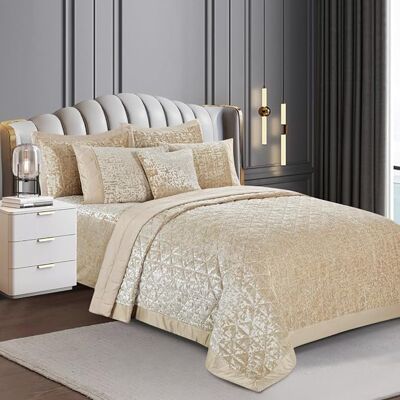 Rosdorf Park Bohara Velvet Bedspread Set Beige Super King Bedspread + 2 Pillow Sham Rosdorf Park Bohara Velvet Bedspread Set Beige Super King Bedspread + 2 Pillow Sham
