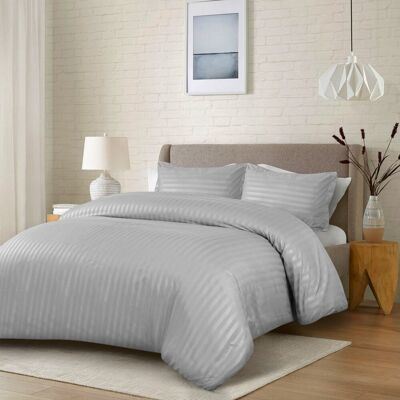 17 Stories Noso Premium Hotel Quality Satin Stripe Duvet Cover Set with Pillowcases Silver Super King 17 Stories Noso Premium Hotel Quality Satin Stripe Duvet Cover Set with Pillowcases Silver Super King