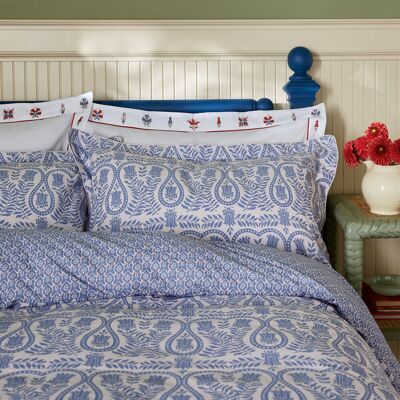 JOULES Wandering Indienne Cotton Percale Duvet Cover Set Blue King Duvet Cover + 2 Pillowcases JOULES Wandering Indienne Cotton Percale Duvet Cover Set Blue King Duvet Cover + 2 Pillowcases