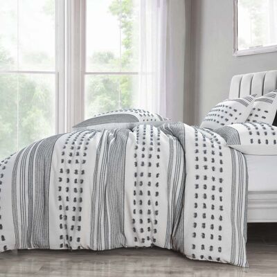 Natur Pur Shabby Elegance Boho Modern Tuft Duvet Set White;Grey Double Natur Pur Shabby Elegance Boho Modern Tuft Duvet Set White;Grey Double