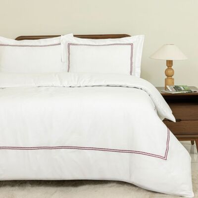 MHG Living Duvet Cover Set Kensington Burgundy Baratta Stitch Design Cotton Bedding - Includes 2 Pillowcases Kensington Burgundy King MHG Living Duvet Cover Set Kensington Burgundy Baratta Stitch Design Cotton Bedding - Includes 2 Pillowcases Kensington Burgundy King