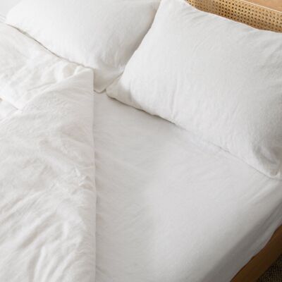 Highland Dunes White King 100% Linen Fitted Sheet (160x200cm) White Single (3') Highland Dunes White King 100% Linen Fitted Sheet (160x200cm) White Single (3')