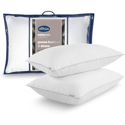 Silentnight Goose Feather and Down Pillow Pair White Silentnight Goose Feather and Down Pillow Pair White