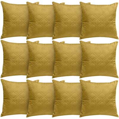 Aspire Homeware Diamond-Pattern Square Velvet Cushion Cover Ochre Pack of 12 Aspire Homeware Diamond-Pattern Square Velvet Cushion Cover Ochre Pack of 12