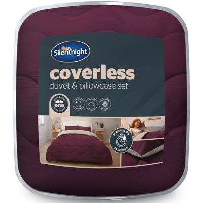 Silentnight Seersucker Coverless Duvet 10.5 Tog With Matching Pillowcases, All Seasons Purple Super King Silentnight Seersucker Coverless Duvet 10.5 Tog With Matching Pillowcases, All Seasons Purple Super King