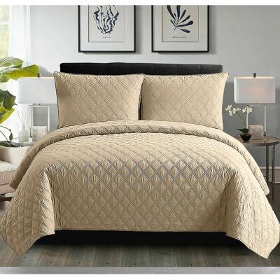 Canora Grey Quilted Inspiration Bedspread Embossed Bedding Set Bed Throw Beige W200 x L200cm Canora Grey Quilted Inspiration Bedspread Embossed Bedding Set Bed Throw Beige W200 x L200cm