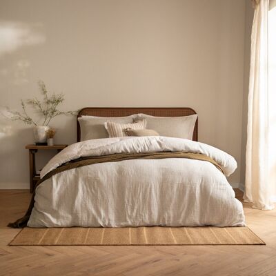Yard Perrie Leaf Cotton Duvet Cover Set Set Beige Super King Duvet Cover Set + 2 King Pillowcases Yard Perrie Leaf Cotton Duvet Cover Set Set Beige Super King Duvet Cover Set + 2 King Pillowcases