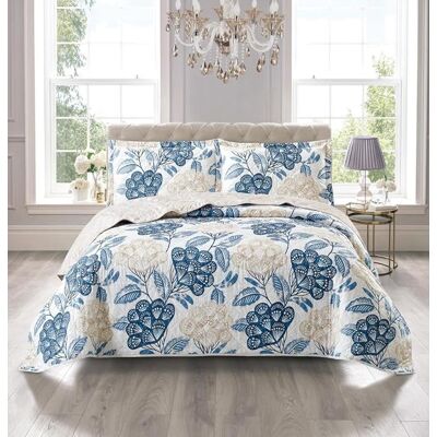Marlow Home Co. Andrena Microfiber Bedspread Set Floral/Blue Super King Bedspread + 2 Pillow Shams Marlow Home Co. Andrena Microfiber Bedspread Set Floral/Blue Super King Bedspread + 2 Pillow Shams