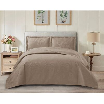 Lark Manor 3 Piece Tropical Leaf Bedspreads Set Quilted Bed Throw with Matching Pillow Shams Polyester Material Mink Super King Bedspread + 2 Standard Shams Lark Manor 3 Piece Tropical Leaf Bedspreads Set Quilted Bed Throw with Matching Pillow Shams Polyester Material Mink Super King Bedspread + 2 Standard Shams