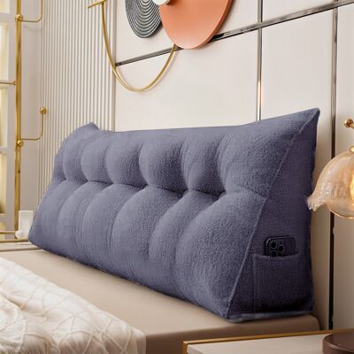Canora Grey Triangle Wedge Headboard Pillow Backrest Support Cushion Slate Blue 180cm W Canora Grey Triangle Wedge Headboard Pillow Backrest Support Cushion Slate Blue 180cm W