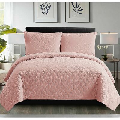 Canora Grey Quilted Inspiration Bedspread Embossed Bedding Set Bed Throw Pink W240 x L240cm Canora Grey Quilted Inspiration Bedspread Embossed Bedding Set Bed Throw Pink W240 x L240cm