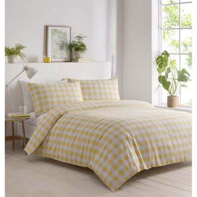 Brambly Cottage Gingham Set Yellow/White Single Duvet Cover + 2 Standard Shams Brambly Cottage Gingham Set Yellow/White Single Duvet Cover + 2 Standard Shams
