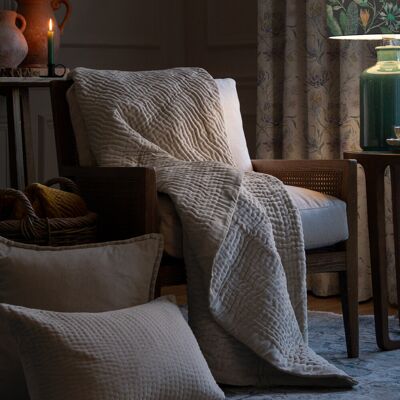 Voyage Maison Haze Velvet Throw Beige 140cm W X 220cm L Voyage Maison Haze Velvet Throw Beige 140cm W X 220cm L