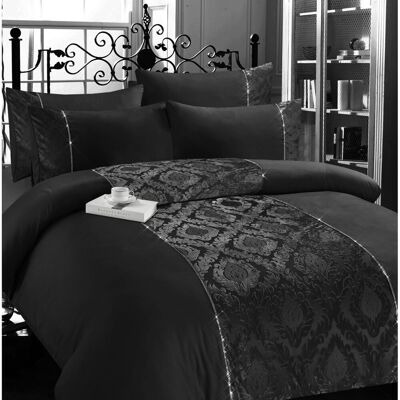 Mercer41 Serafina Black Microfibre 144 TC Duvet Cover Set Kingsize Mercer41 Serafina Black Microfibre 144 TC Duvet Cover Set Kingsize