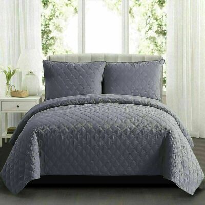 Canora Grey Quilted Inspiration Bedspread Embossed Bedding Set Bed Throw Grey W240 x L240cm Canora Grey Quilted Inspiration Bedspread Embossed Bedding Set Bed Throw Grey W240 x L240cm