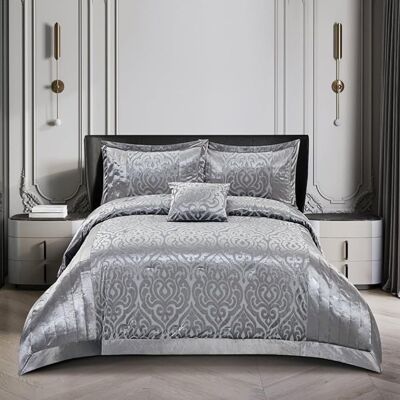 Rosdorf Park Bollara Velvet Bedspread Set Silver Super King Bedspread + 2 Pillow Sham Rosdorf Park Bollara Velvet Bedspread Set Silver Super King Bedspread + 2 Pillow Sham