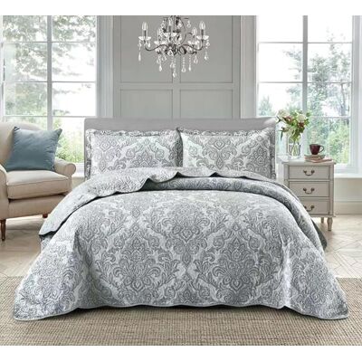 Marlow Home Co. Andrena Microfiber Bedspread Set Damask/Grey Super King Bedspread + 2 Standard Pillow Shams Marlow Home Co. Andrena Microfiber Bedspread Set Damask/Grey Super King Bedspread + 2 Standard Pillow Shams