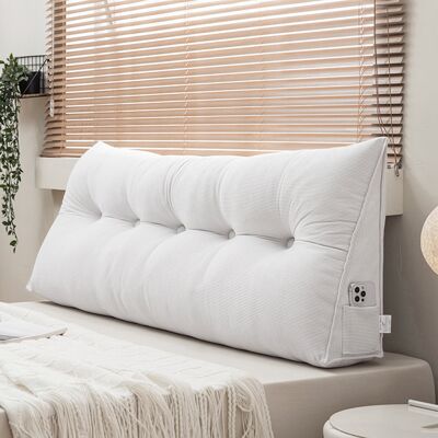 17 Stories Wedge Headboard Pillow with Removable Cover Beige 150cm W x 50cm D 17 Stories Wedge Headboard Pillow with Removable Cover Beige 150cm W x 50cm D
