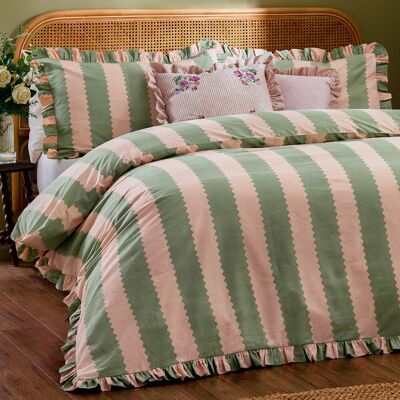 Wylder Birdie Stripe Cotton Blend Duvet Cover Set Set Pink/Green Super King Duvet Cover + 2 Standard Pillowcases Wylder Birdie Stripe Cotton Blend Duvet Cover Set Set Pink/Green Super King Duvet Cover + 2 Standard Pillowcases