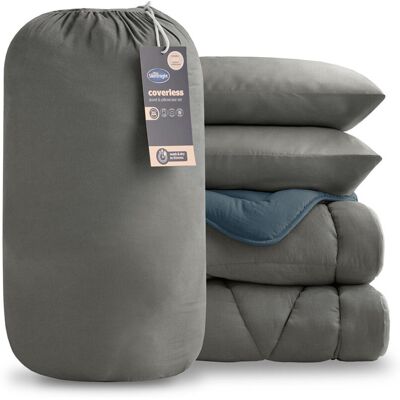 Silentnight Luxury Washed Coverless 10.5 Tog Duvet and Pillowcase Blue Double Duvet Cover + 2 Standard Pillowcases Silentnight Luxury Washed Coverless 10.5 Tog Duvet and Pillowcase Blue Double Duvet Cover + 2 Standard Pillowcases