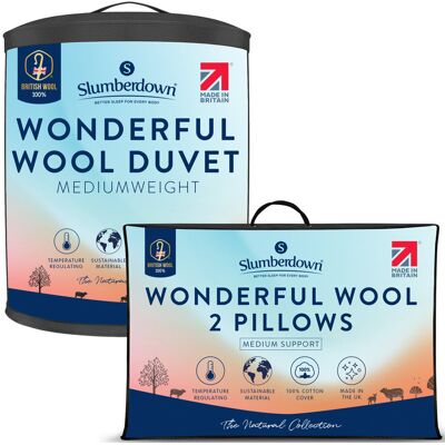 Slumberdown Slumberdown Wonderful Wool Mediumweight Duvet with 2 Pillows - Bedding Slumberdown Slumberdown Wonderful Wool Mediumweight Duvet with 2 Pillows - Bedding